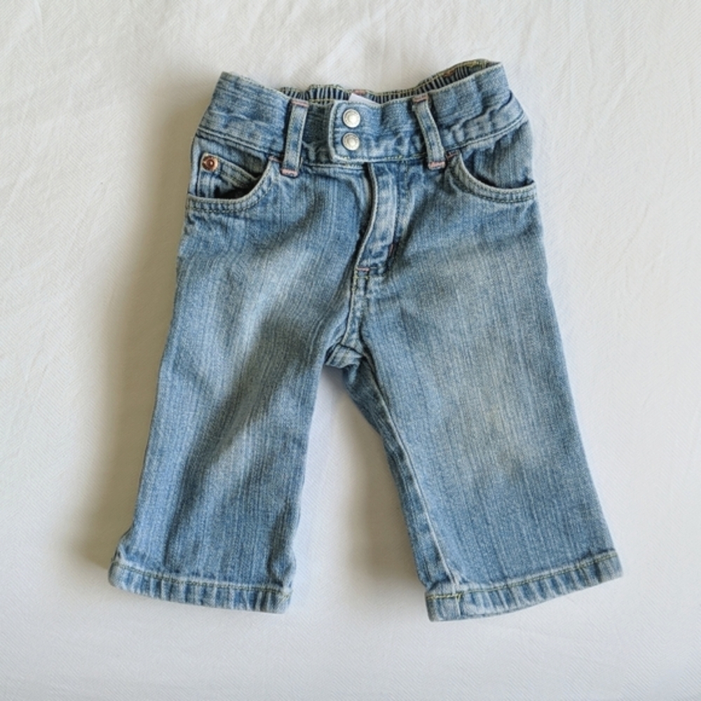vintage old navy light wash straight leg denim jeans 6-12 months baby girl
